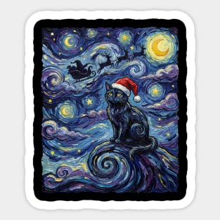 Starry Night Christmas Cat Sticker